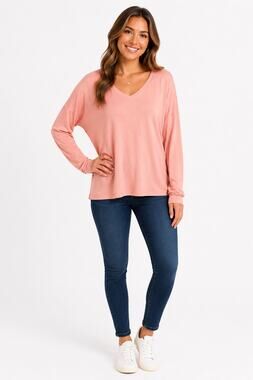 Blis Women's Long Sleeve V-Neck Tee Soft Pink XL NWT Lightweight Top